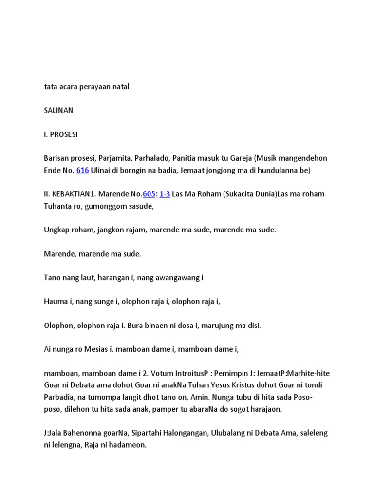 Tertib Acara Natal Bahasa Batak | PDF