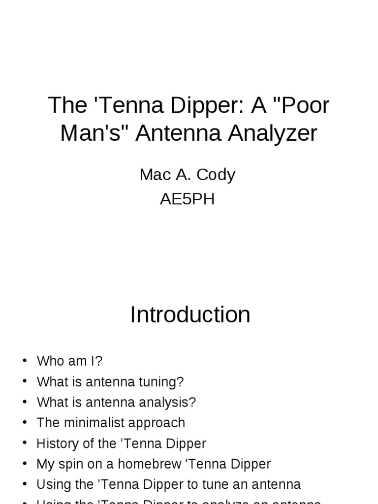 The tenna dipper a poor mans antenna analyzer compress pdf antenna
