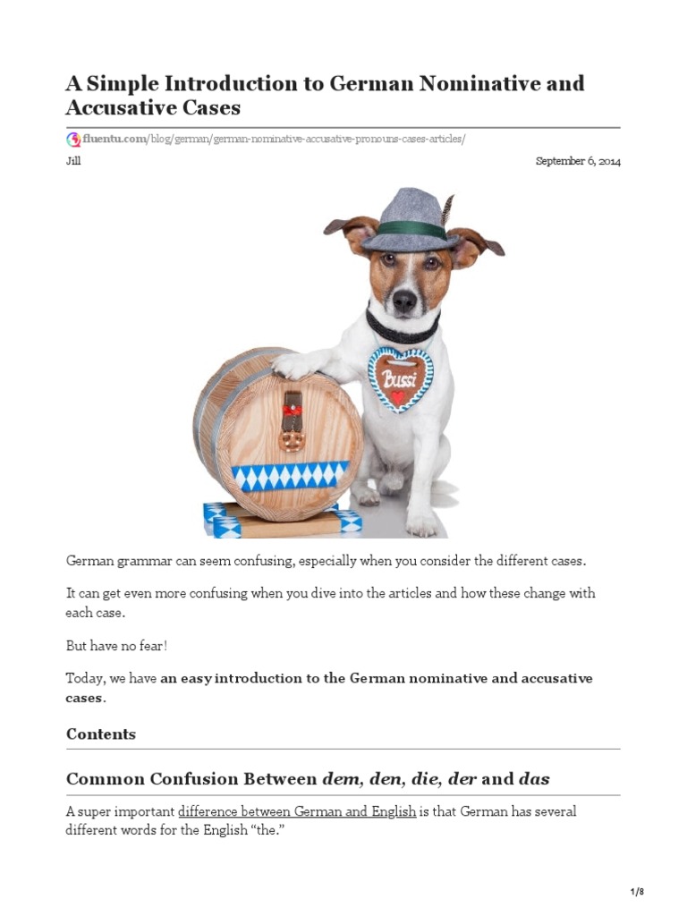 German Nominative Accusative Pronouns Cases Articles | PDF | English ...