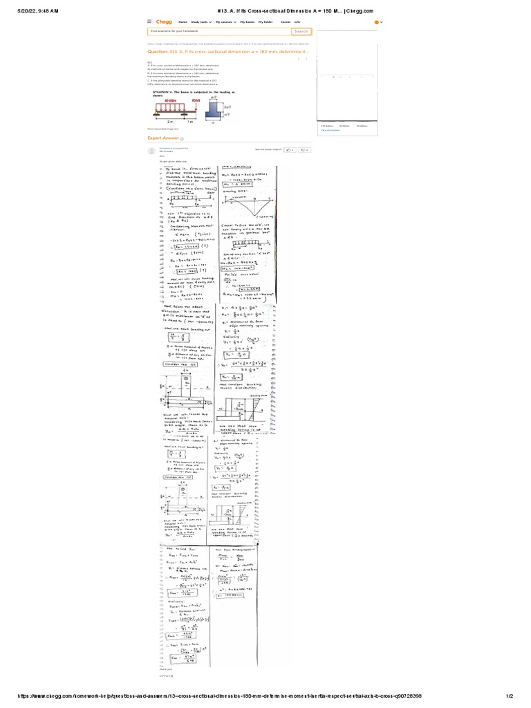 A. If Its Cross Sectional Dimension A 180 M... Chegg Com 1 PDF