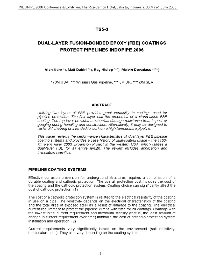 DualLayer FusionBonded Epoxy (Fbe) Coatings Protect Pipelines