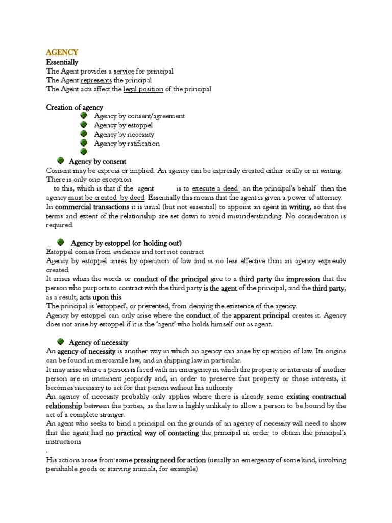 Agency & Distributorship PDF Law Of Agency Law And Economics