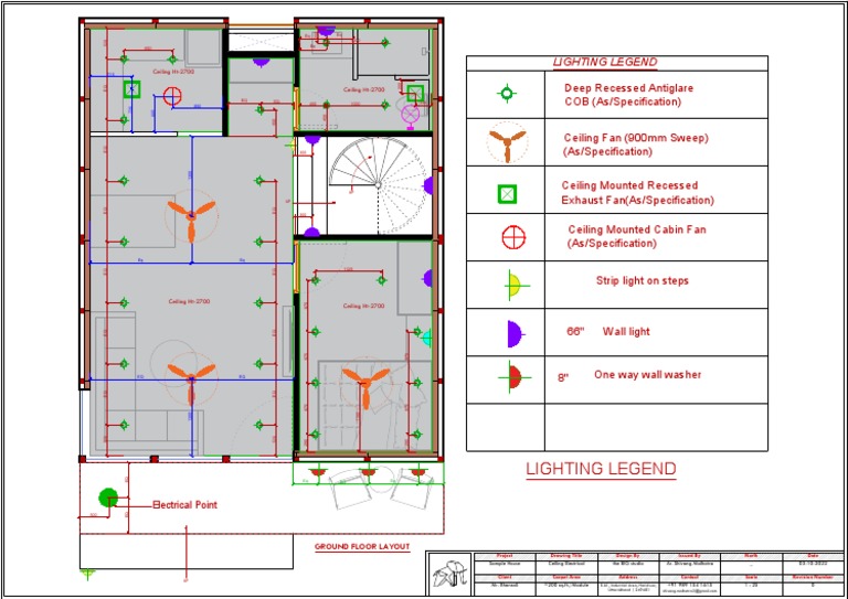 Ground Floor Electrical & Lighting Plan | PDF | Architectural Elements