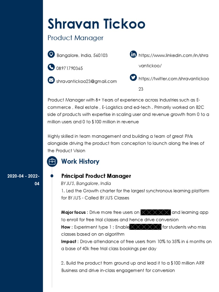 PM Sample Resume PDF - 1709449692