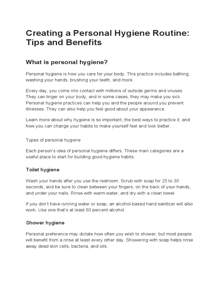 Creating A Personal Hygiene Routine PDF