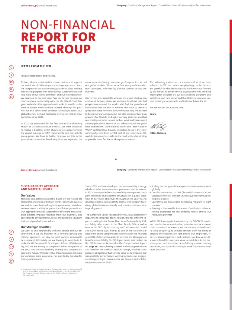 DeliveryHero NFR EN 2021 Final | PDF | Sustainability | Carbon Offset