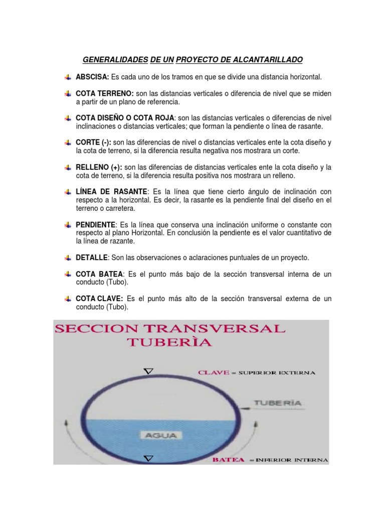 Cotas en Proyectos de Alcantarillado | PDF | Métodos y materiales de ...
