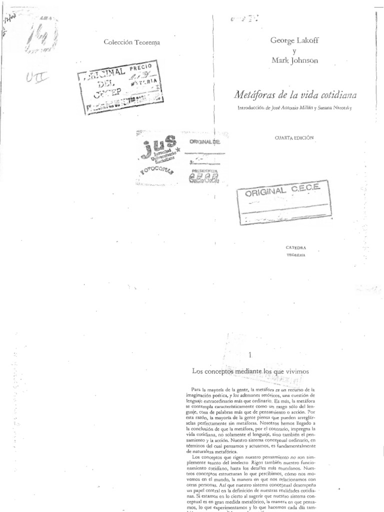 Lakoff - Johnson - Metaforas de La Vida Cotidiana | PDF