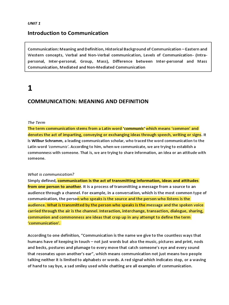Unit1 Intro To Communication | PDF | Communication | Code