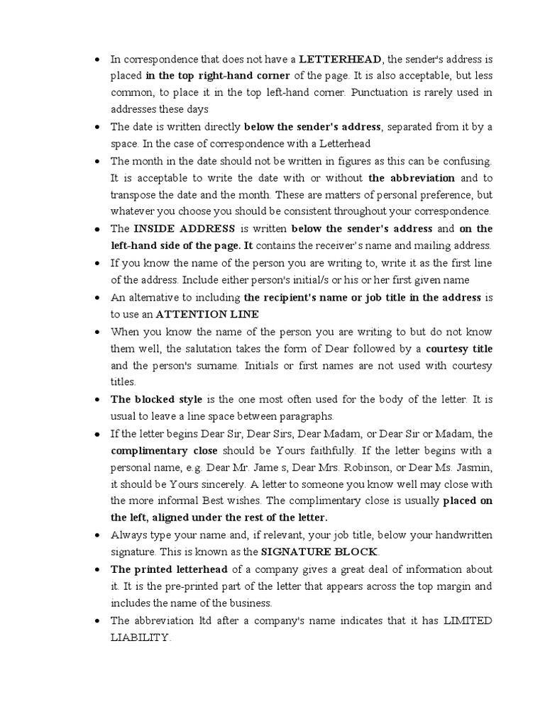 Business Letter Format Without Letterhead | PDF