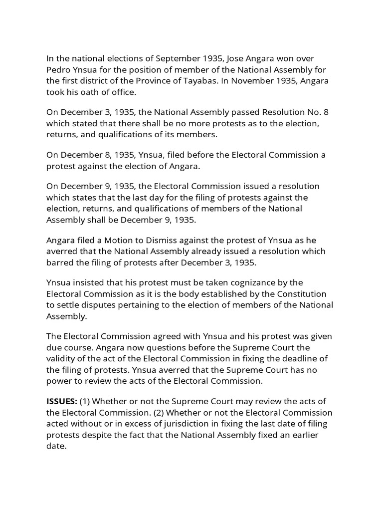 Angara vs. Comelec PDF Judiciaries Case Or Controversy Clause