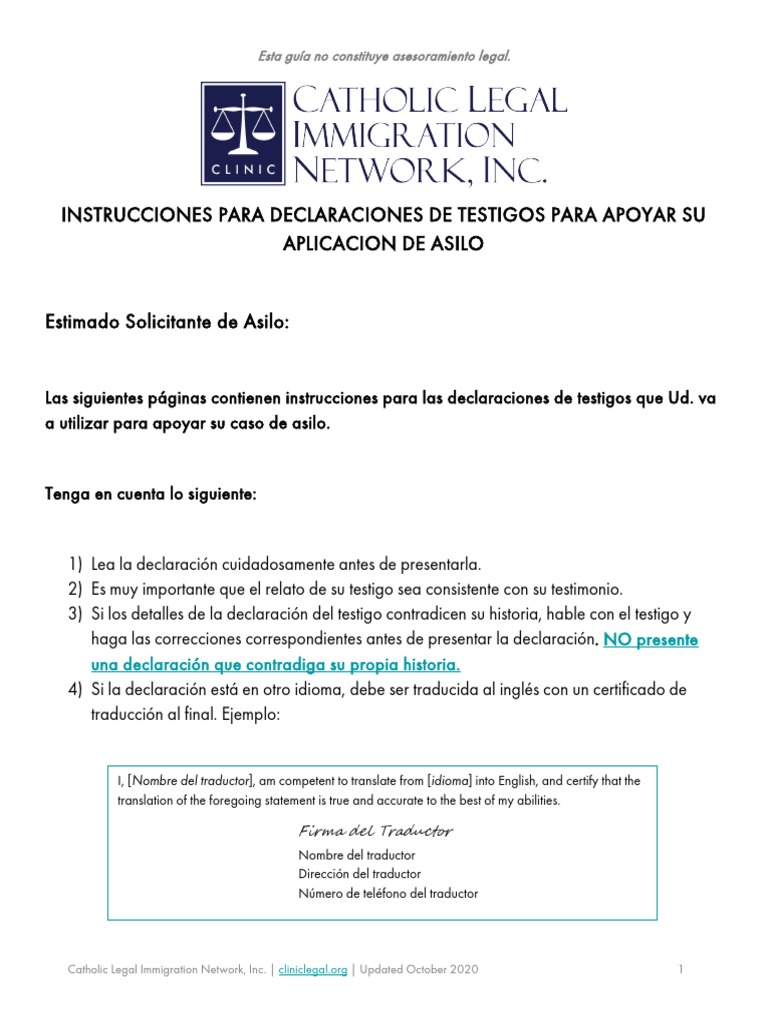 Guía para Declaraciones de Testigos en Asilo | PDF | Testigo | Traducciones