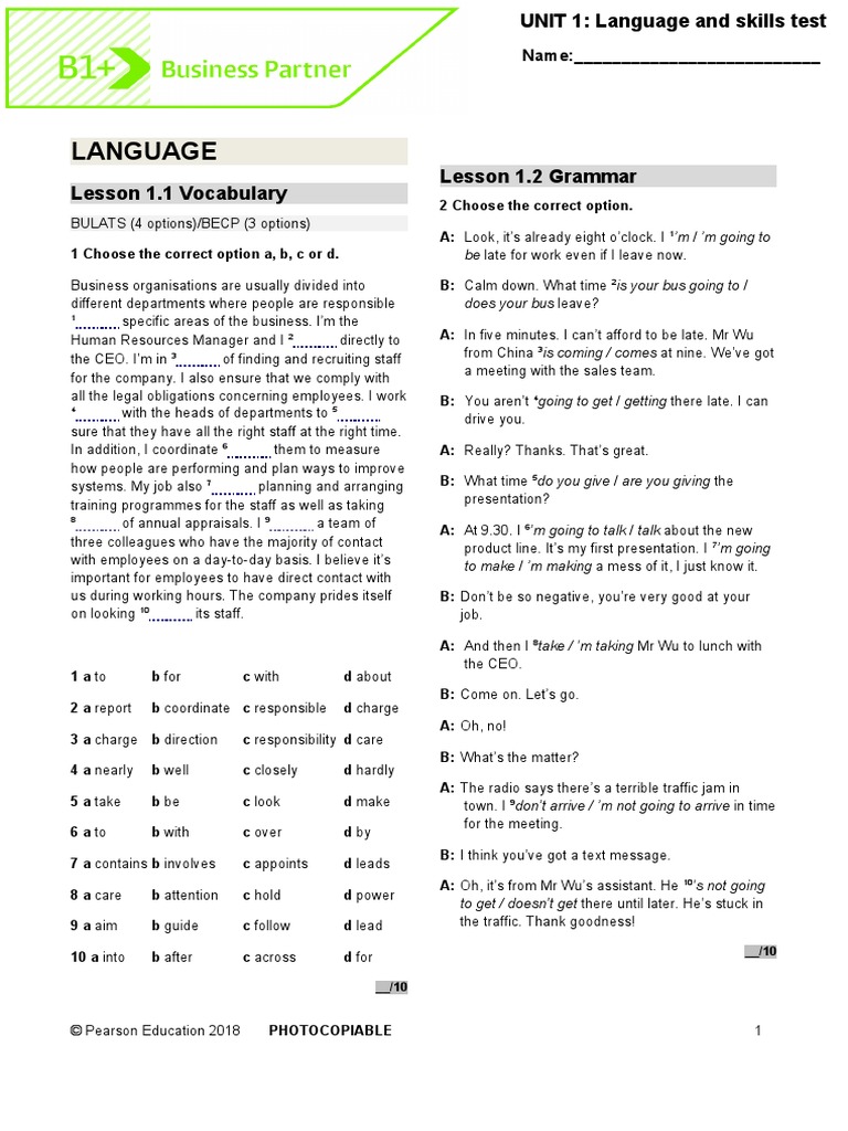 BP B1P Tests U1 | PDF