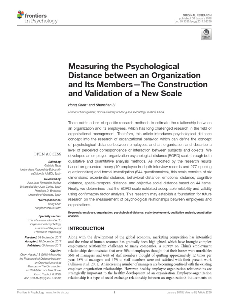 Chen & Li (2018) Measuring The Psychological Distance Between The ...