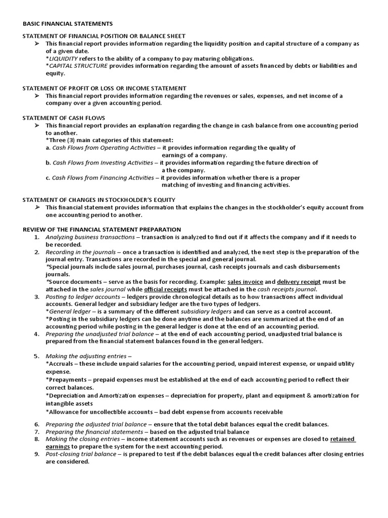 Overview of Basic Financial Statements | PDF | Finance & Money Management