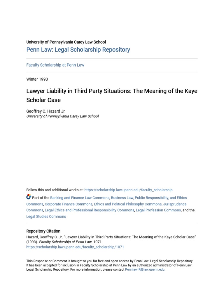 Lawyer Liability in Third Party Situations The Meaning of The Ka