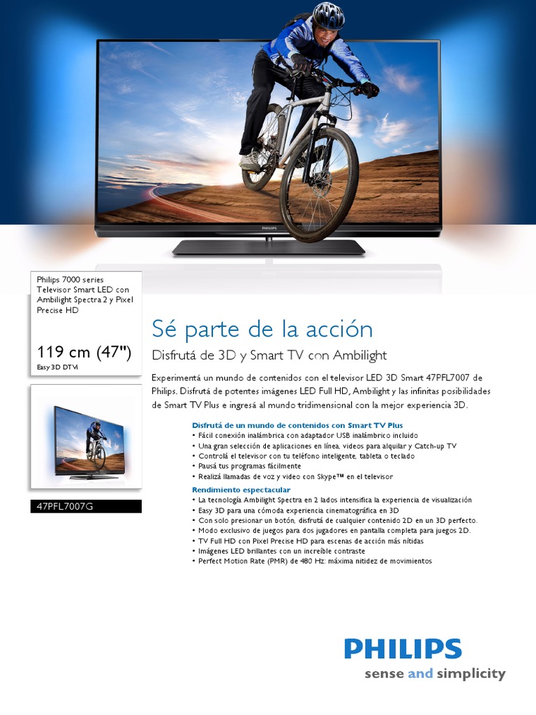 Télécommande De Remplacement Pour Téléviseurs Philips 47PFL7008T/12 & 50PFL5008 - Neuf