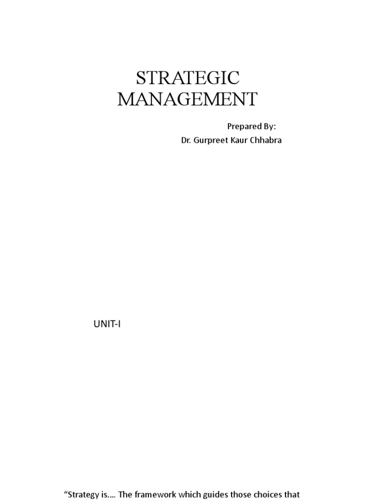 Strategic Management Framework Overview | PDF | Strategic Management ...