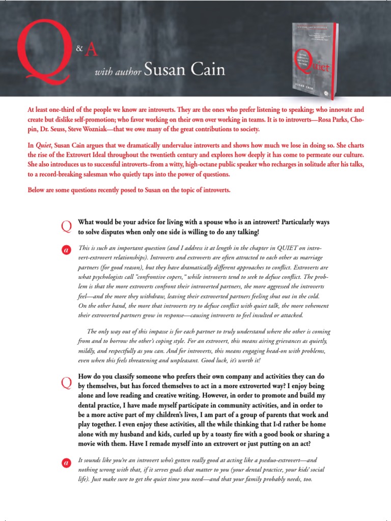 Quiet Question and Answer | PDF | Extraversion And Introversion ...