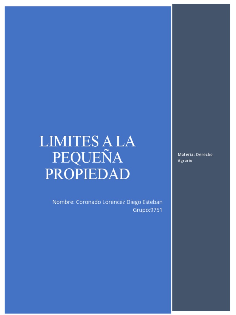 Limites de la pequeña propiedad PDF Propiedad Vacas
