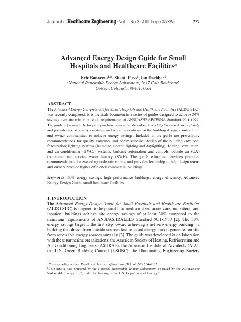 Advanced Energy Design Guide For Small Hospitals and Healthcare ...
