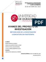 AVANCE DEL PROYECTO DE INVESTIGACIÓN