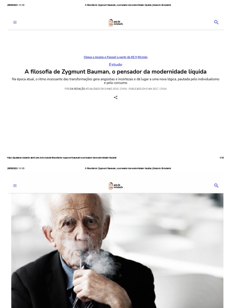 A Filosofia de Zygmunt Bauman, o Pensador Da Modernidade Líquida - Guia ...