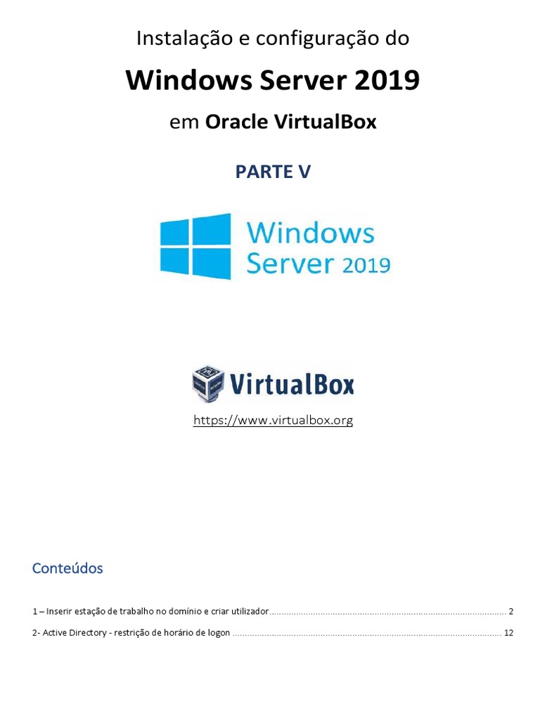 Instalação do Windows Server 2019 em VM | PDF | Diretório ativo ...