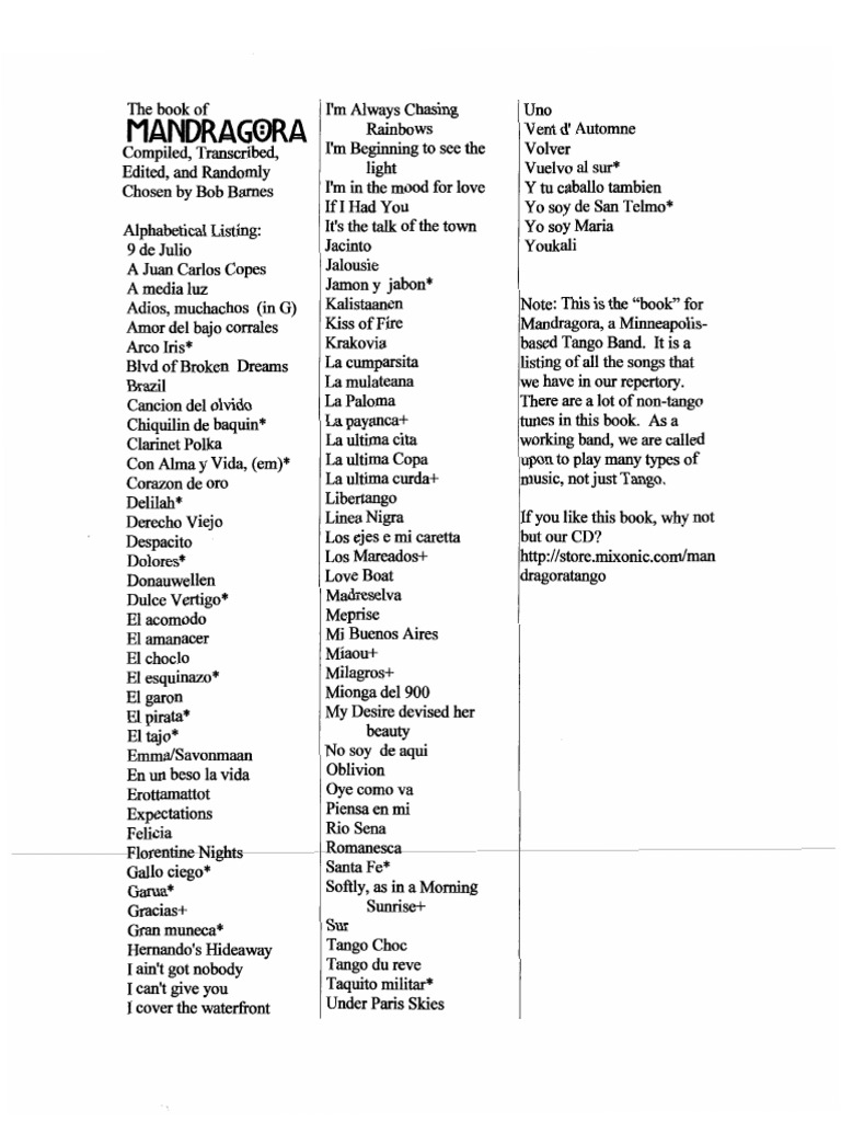 Tango Songbook Pdf