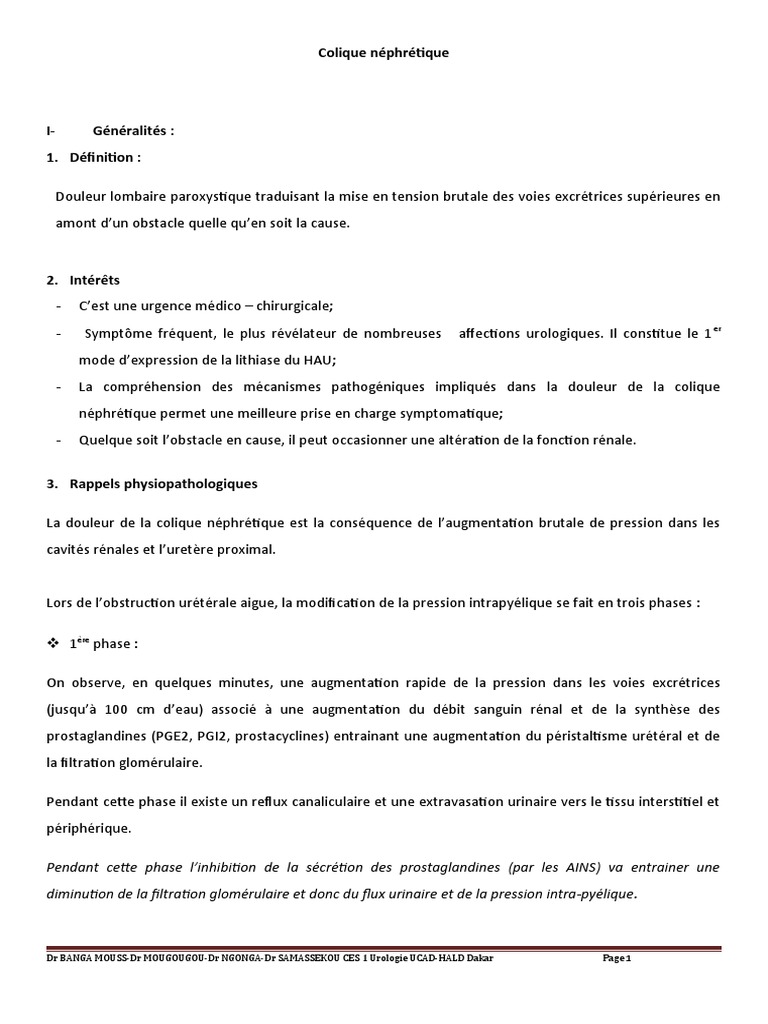 Colique Néphrétique PDF Sciences sociales — free download