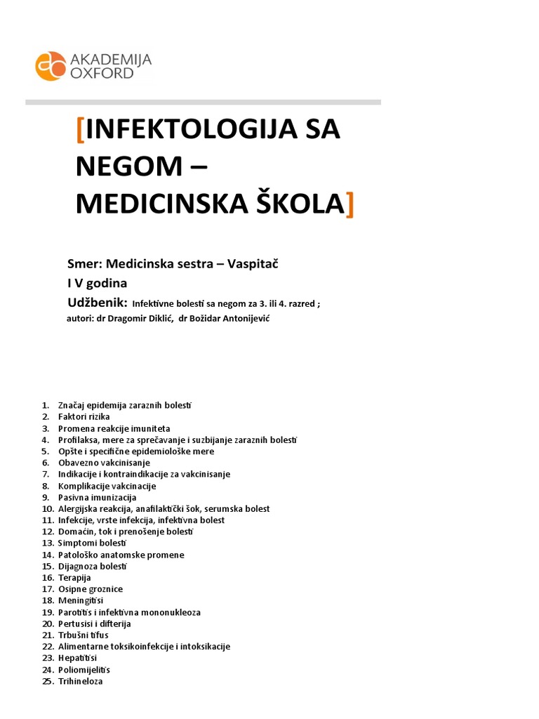 4 Infektologija Sa Negom | PDF
