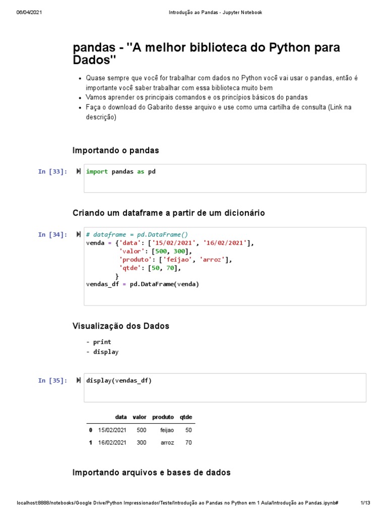 Introdução ao Pandas em Python | PDF