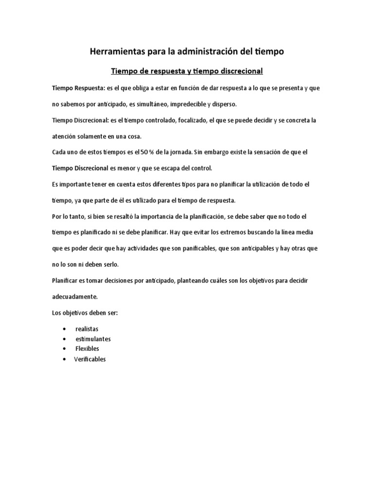 Herramientas para gestionar el tiempo | PDF | Estrés (biología) | Liderazgo