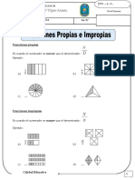 Ficha Fracciones Propias e Impropias para Tercero de Primaria