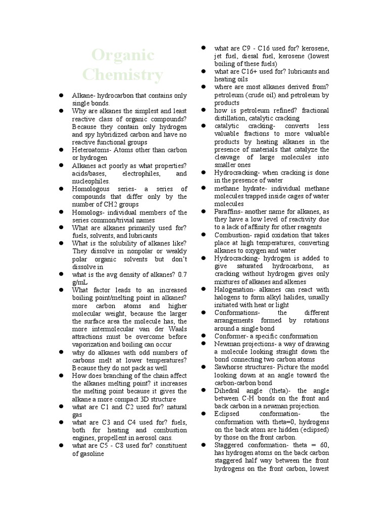 ORGANIC CHEMISTRY TERMS PDF Chirality (Chemistry) Alkane