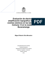 Evaluación de Efectos de Amplificación Topográfica Debidos A Eventos Sísmicos en Las Laderas de La Comuna 14 en La Ciudad de Bucaramanga