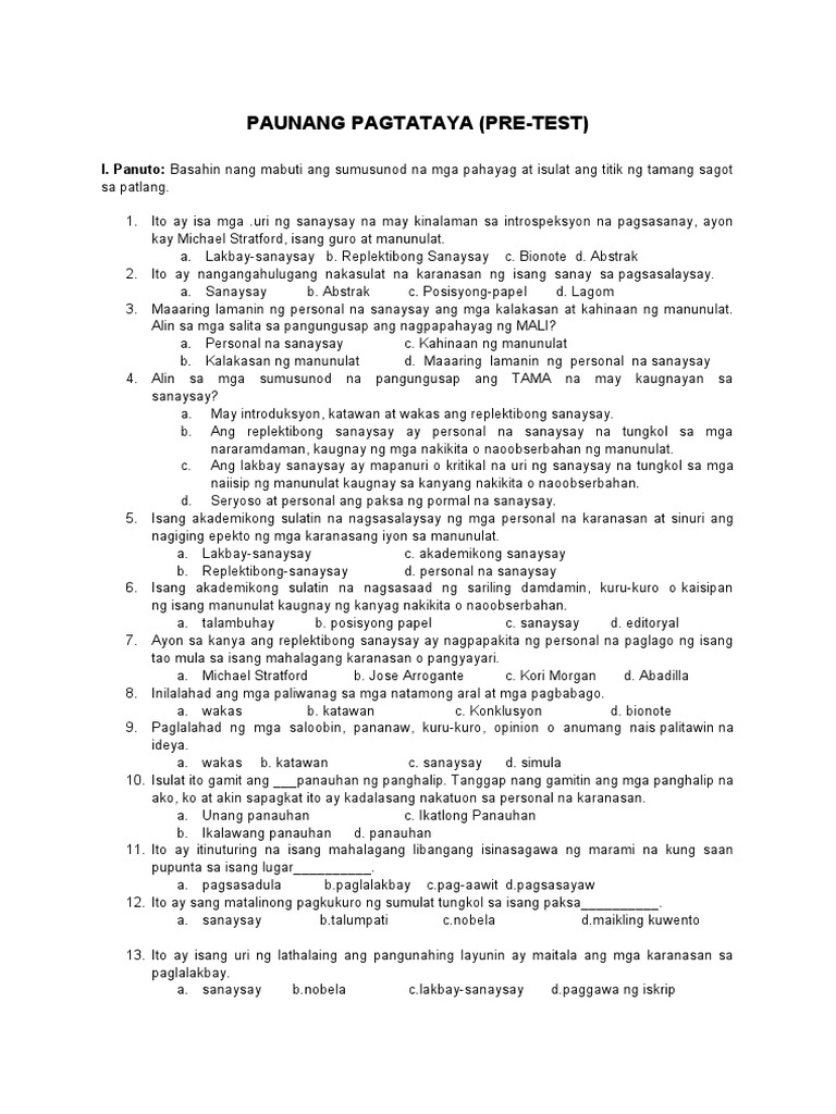 PRETEST | PDF