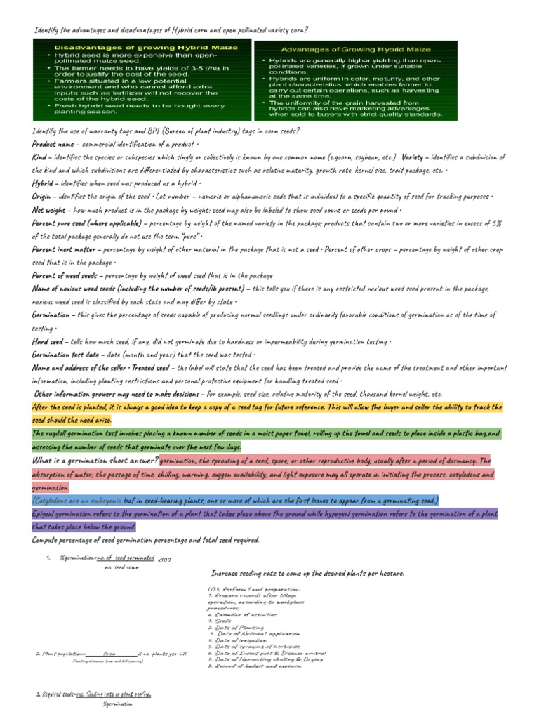 Identify The Advantages and Disadvantages of Hybrid Corn and Open