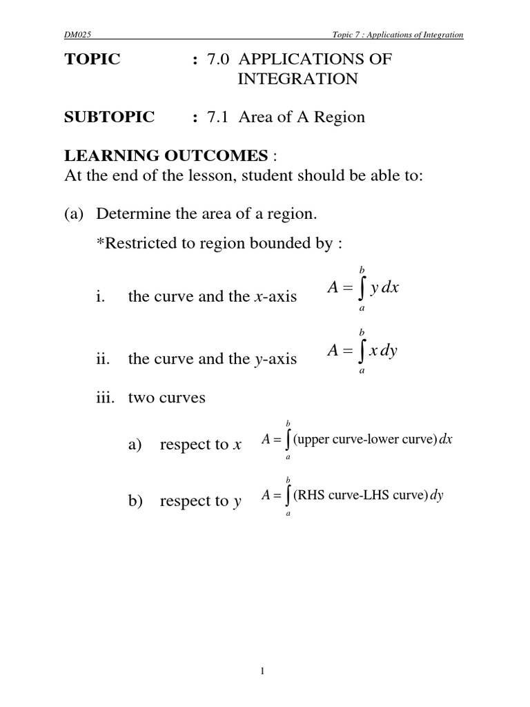 Applications of Integration in Area Calculations | PDF | Integral ...