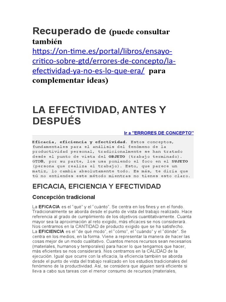 la eficacia antes y despúes | PDF