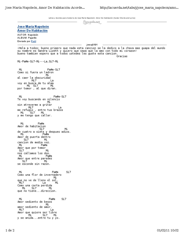 Son las dos de la mañana - Letra y acordes, image size:768x1024