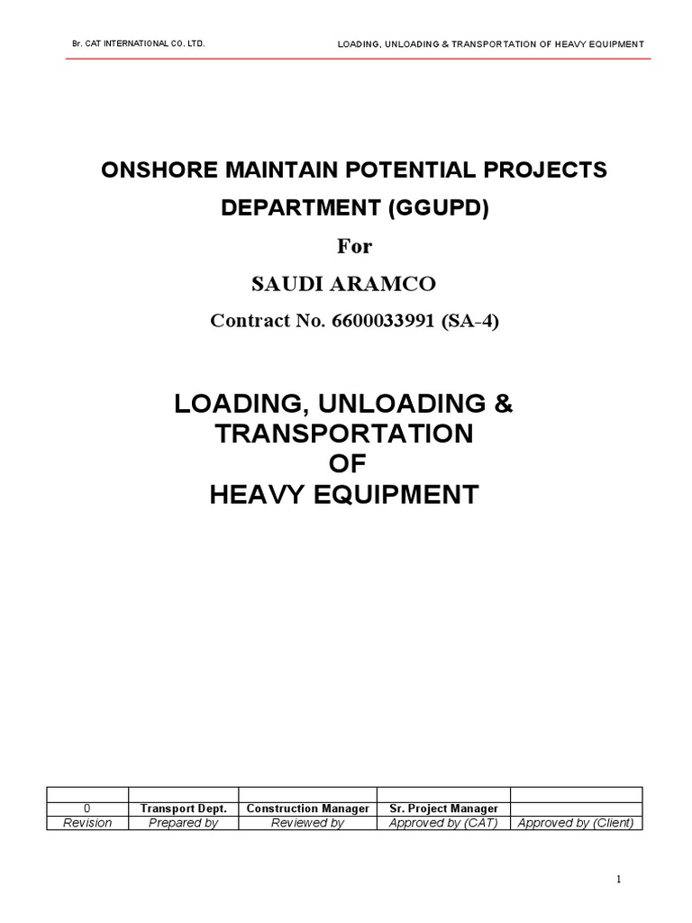 01.05.2021 Method Statement For Loading, Unloading and Transportation ...