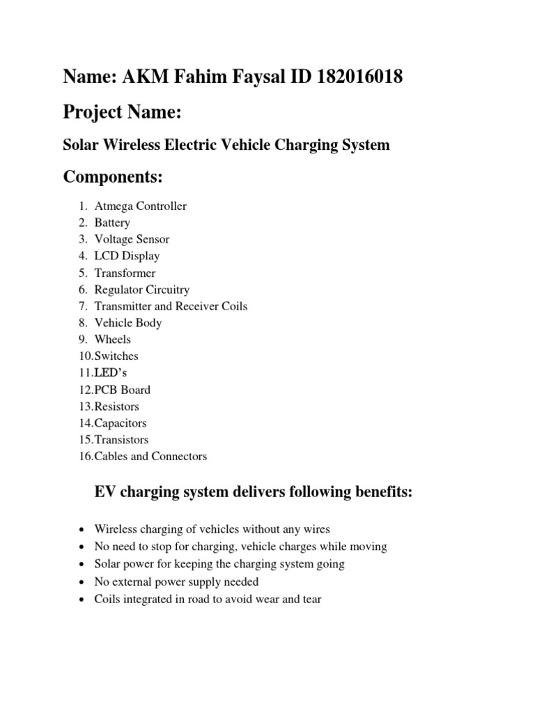 Solar Wireless Electric Vehicle Charging System PDF