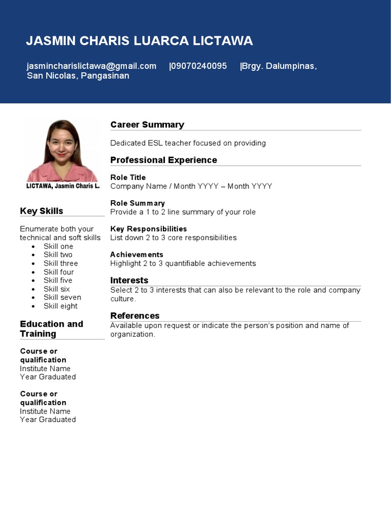 JobStreet Resume Templates PDF