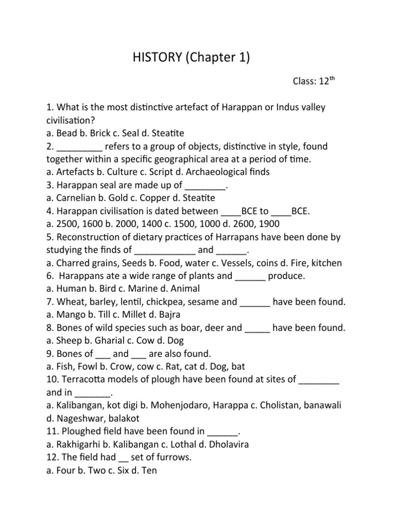 HISTORY MCQ Question Bank PDF