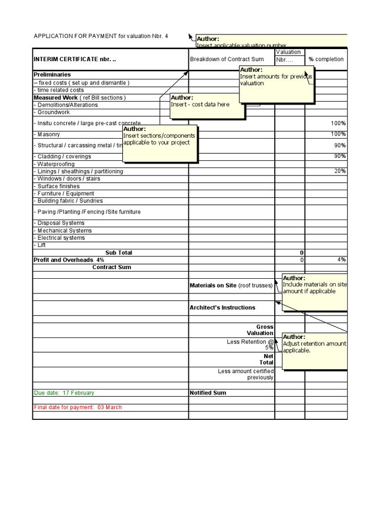 Construction Payment Application Template | PDF