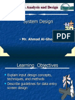 System Analysis and Design: Input Design