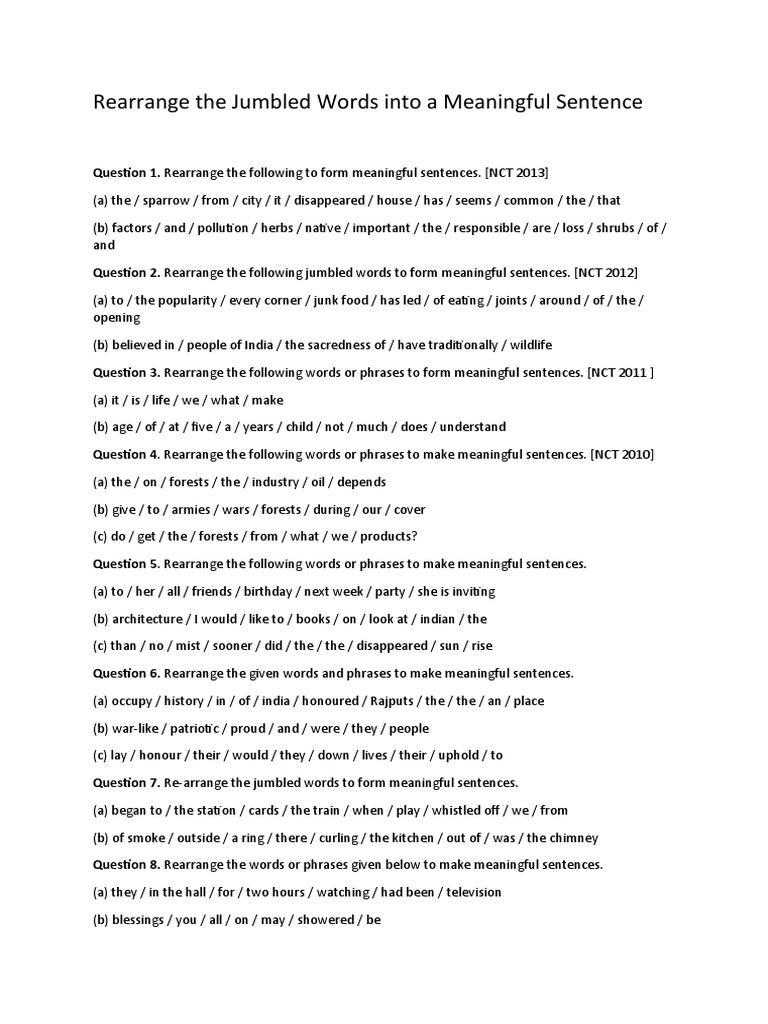 Rearrange Jumbled Words PDF Foods