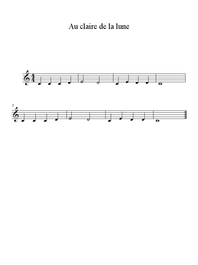 Au Claire de La Lune PDF