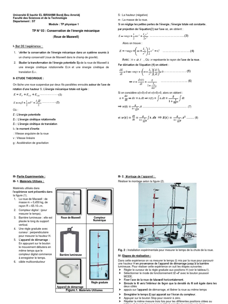 TP N 03 La Roue de MAXWELL | PDF